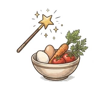 Bol avec baguette magique — recettes depuis ton frigo