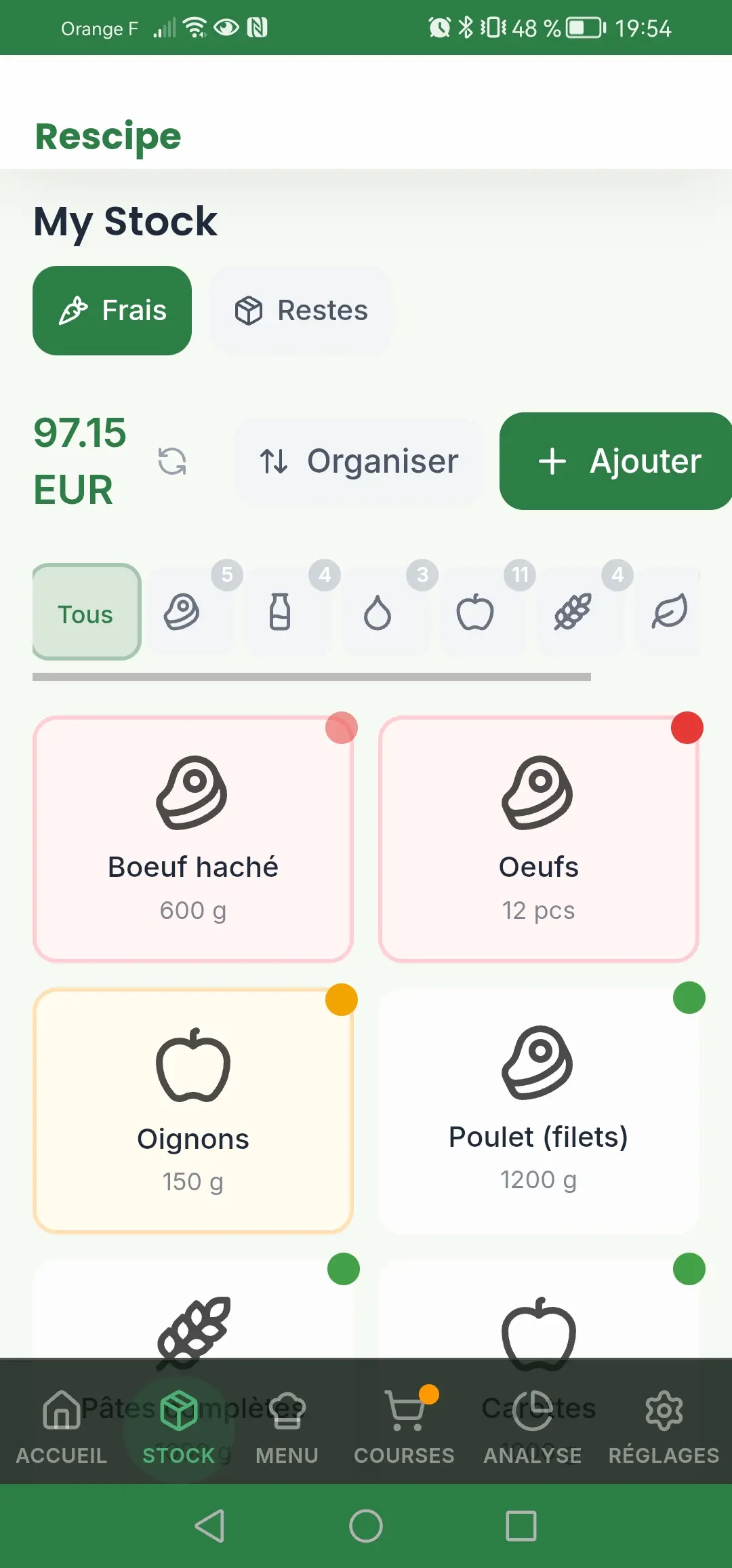 Rescipe — aperçu de l'application